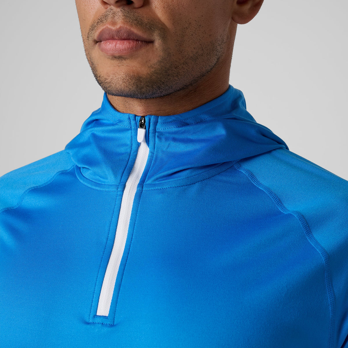 Greatness Wins Men's Core Tech Quarter Zip Hood | Sonic Blue