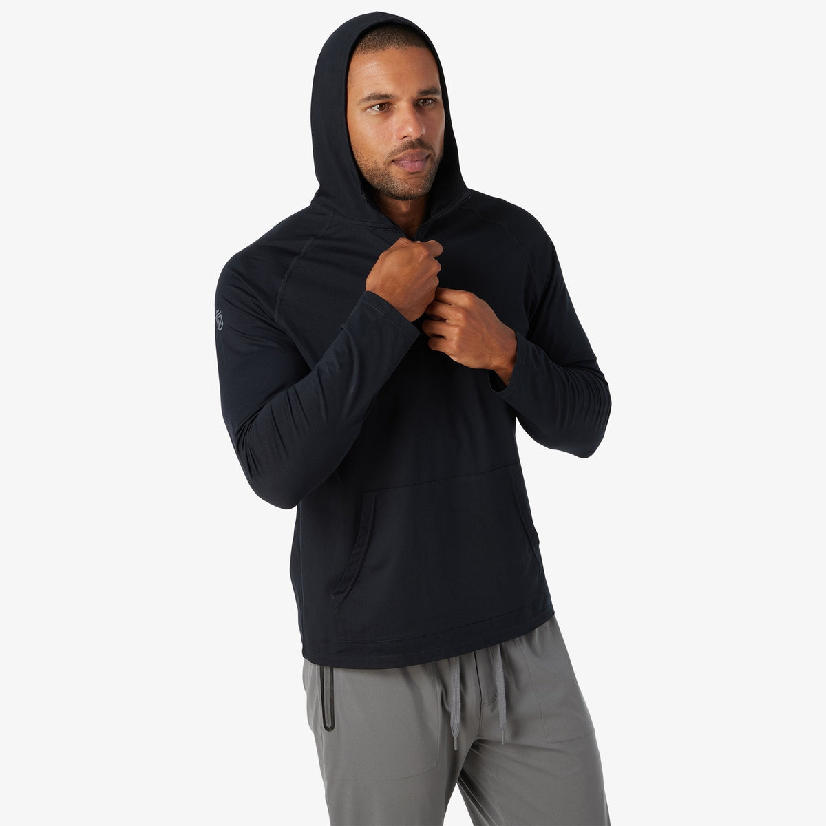 Greatness Wins Men's Core Tech Quarter Zip Hood | Black
