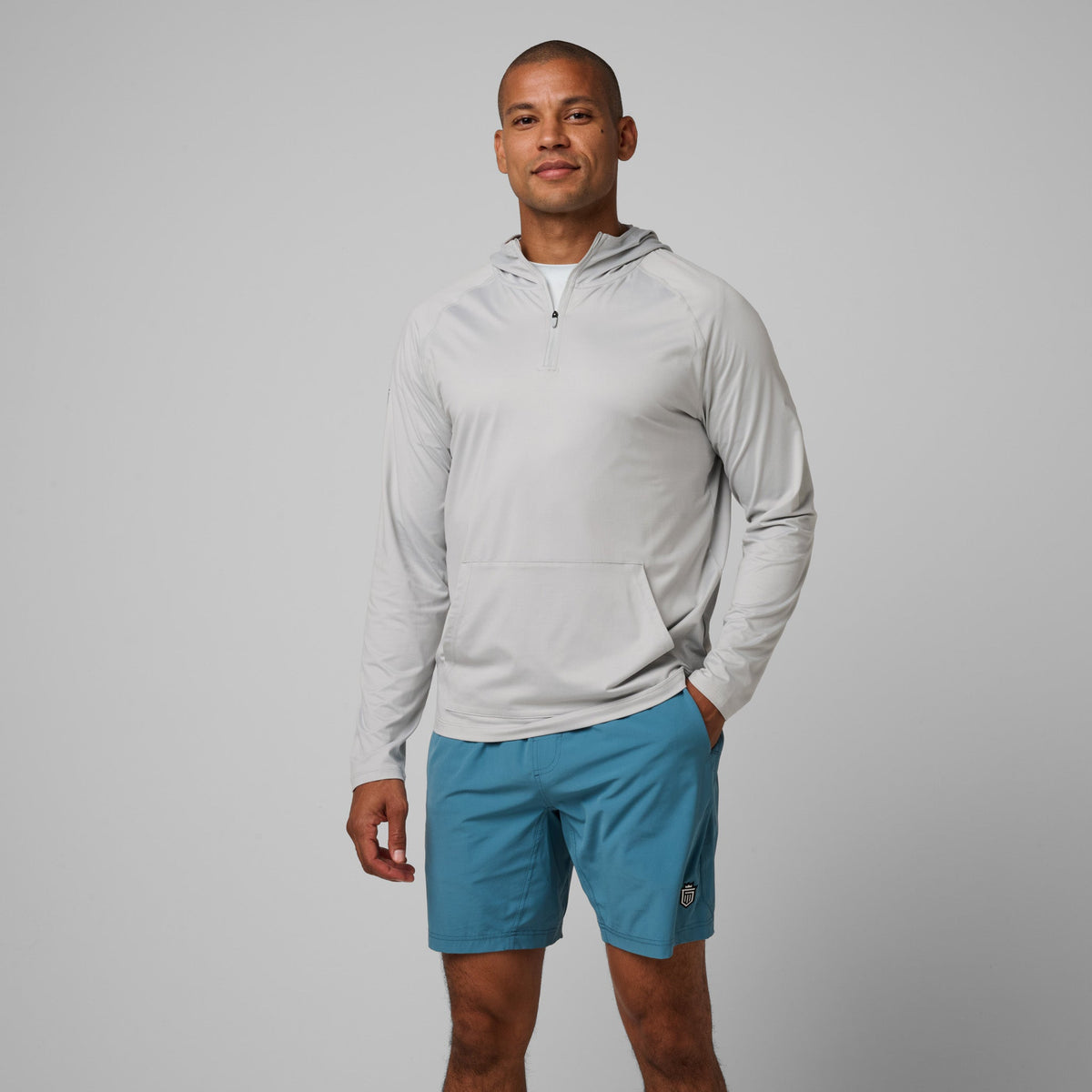 Greatness Wins Men's Core Tech Quarter Zip Hood | Ash Gray