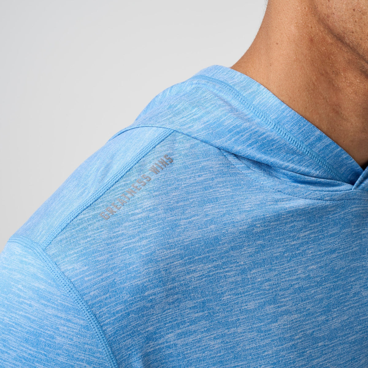 Greatness Wins Men's Core Tech T-Shirt Hoodie | Marina Blue Heather
