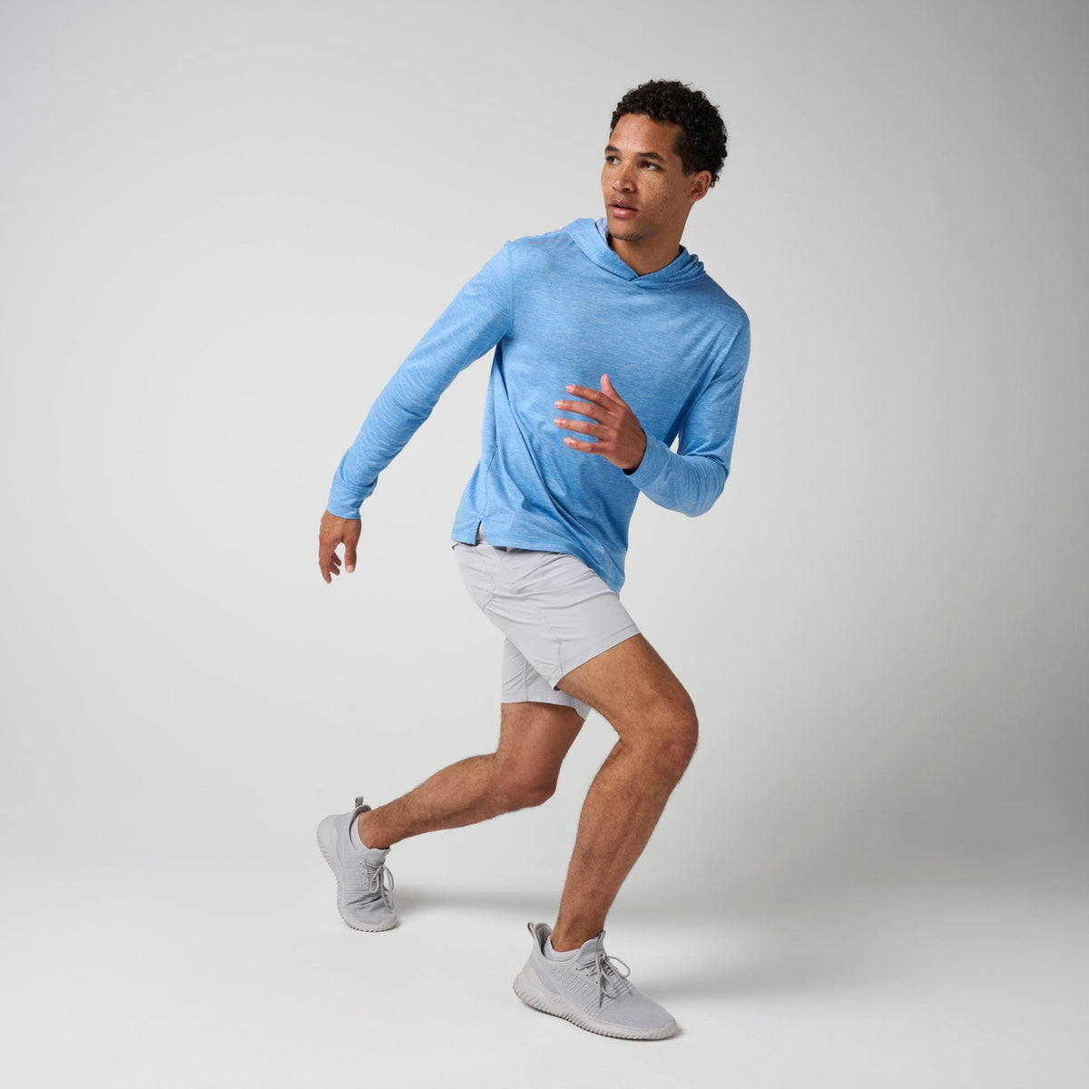 Greatness Wins Men's Core Tech T-Shirt Hoodie | Marina Blue Heather
