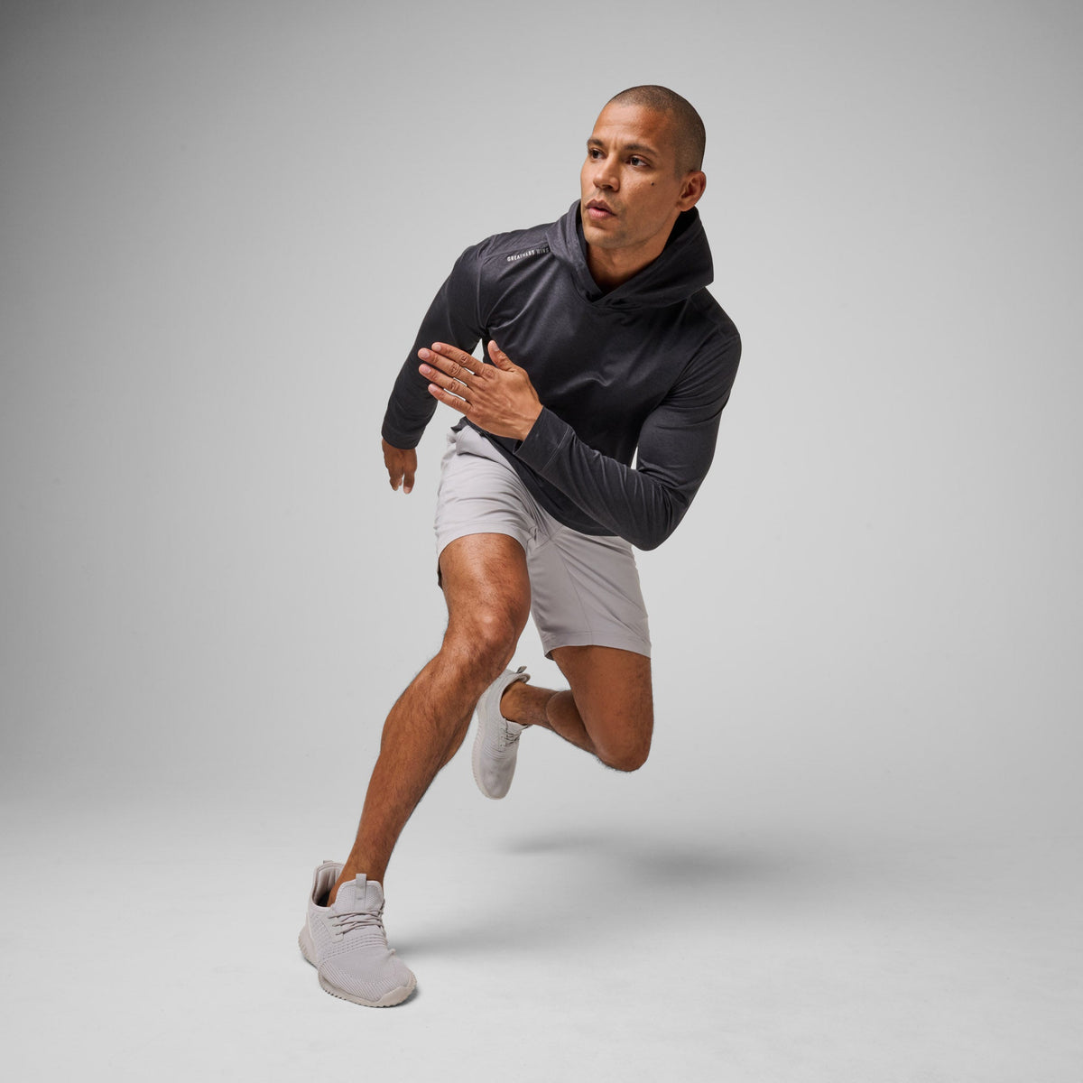 Greatness Wins Men's Core Tech T-Shirt Hoodie | Black Heather