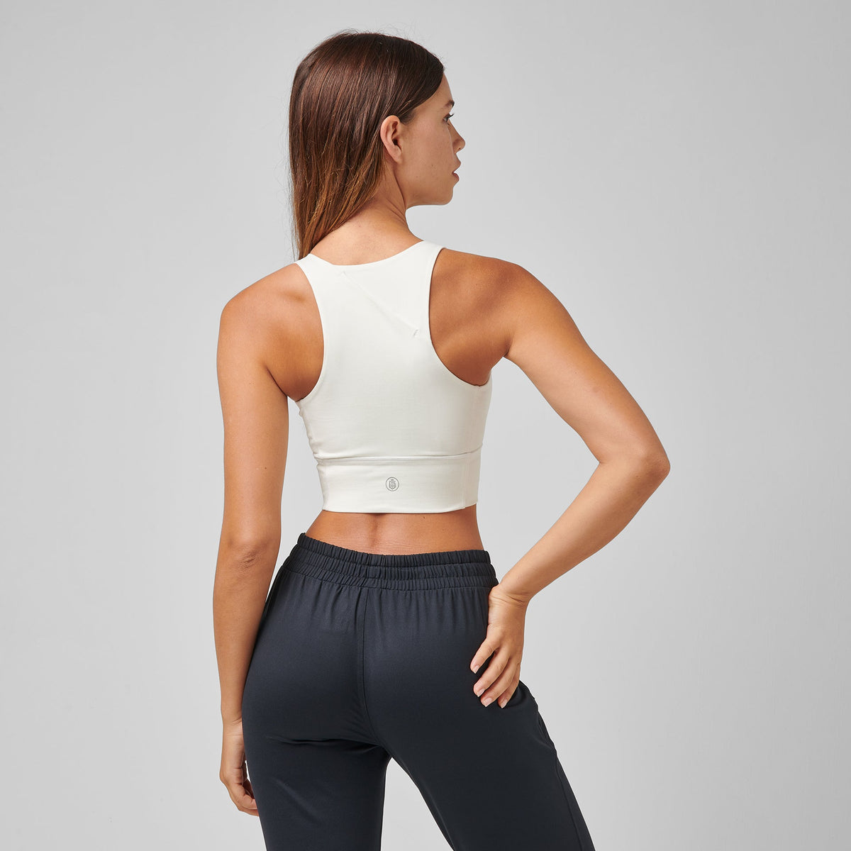 Greatness Wins Women's High Neck Pocket Long Bra | Soft White