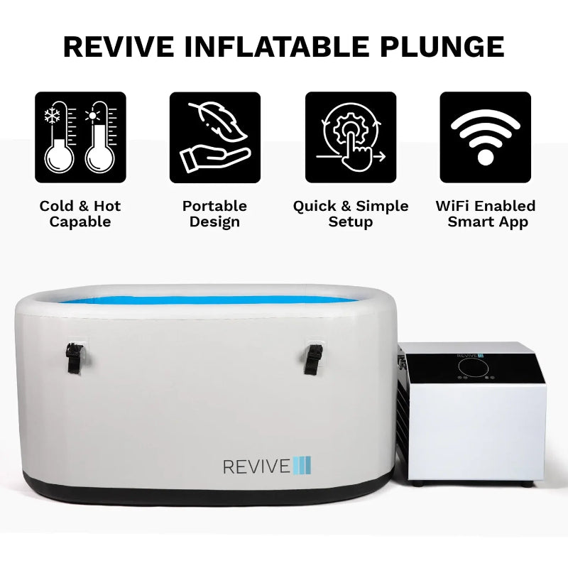 Revive Inflatable Plunge with 0.8HP Chiller | Portable dual-temperature system 35°F–107°F