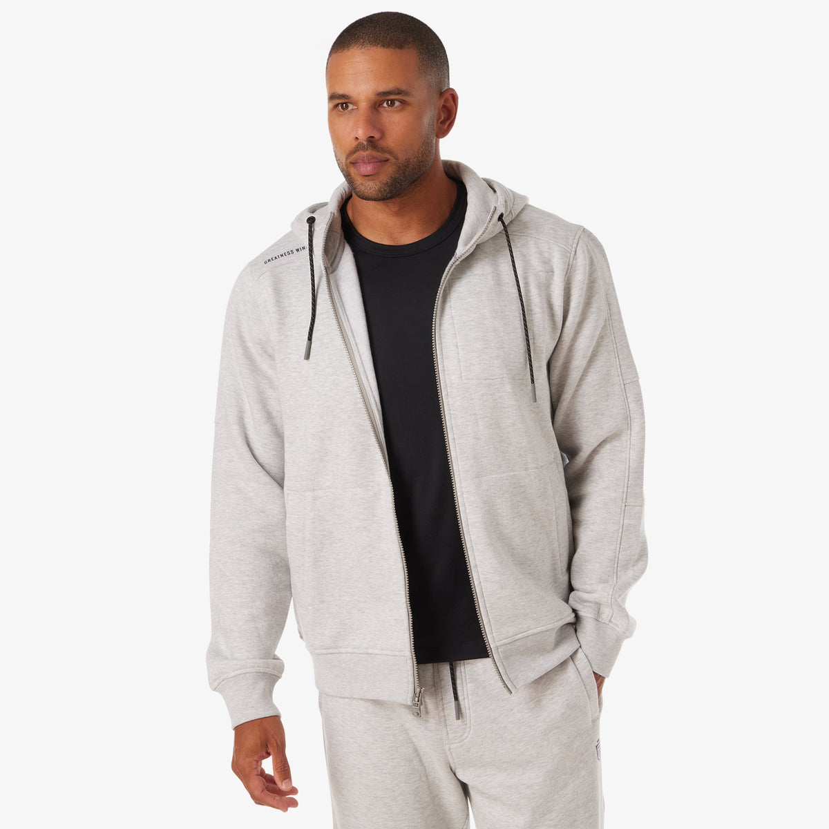 Greatness Wins Men's Performance Sweat Hoodie | Athletic Gray Heather