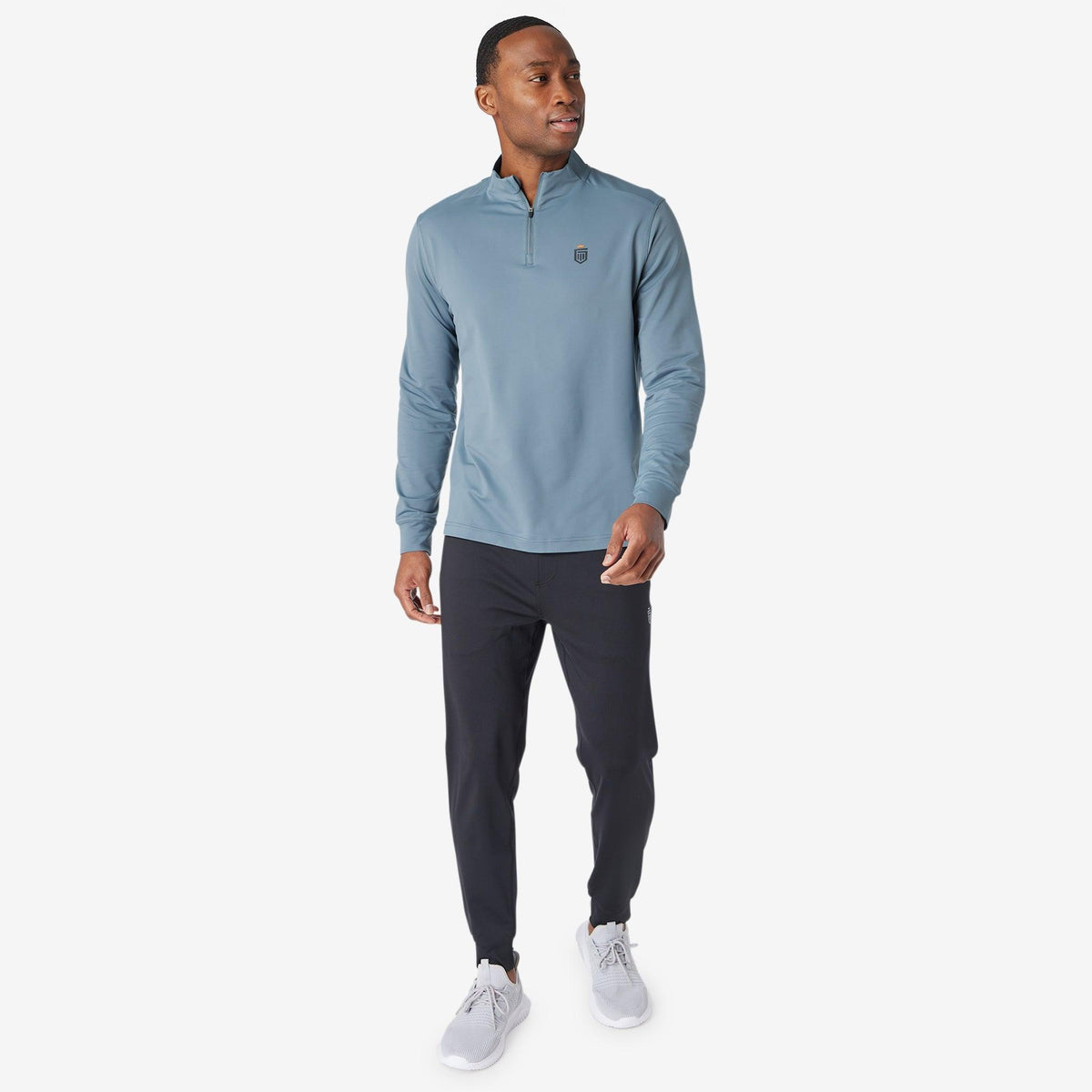 Greatness Wins Men's Performance Training Quarter Zip | Smokey Blue