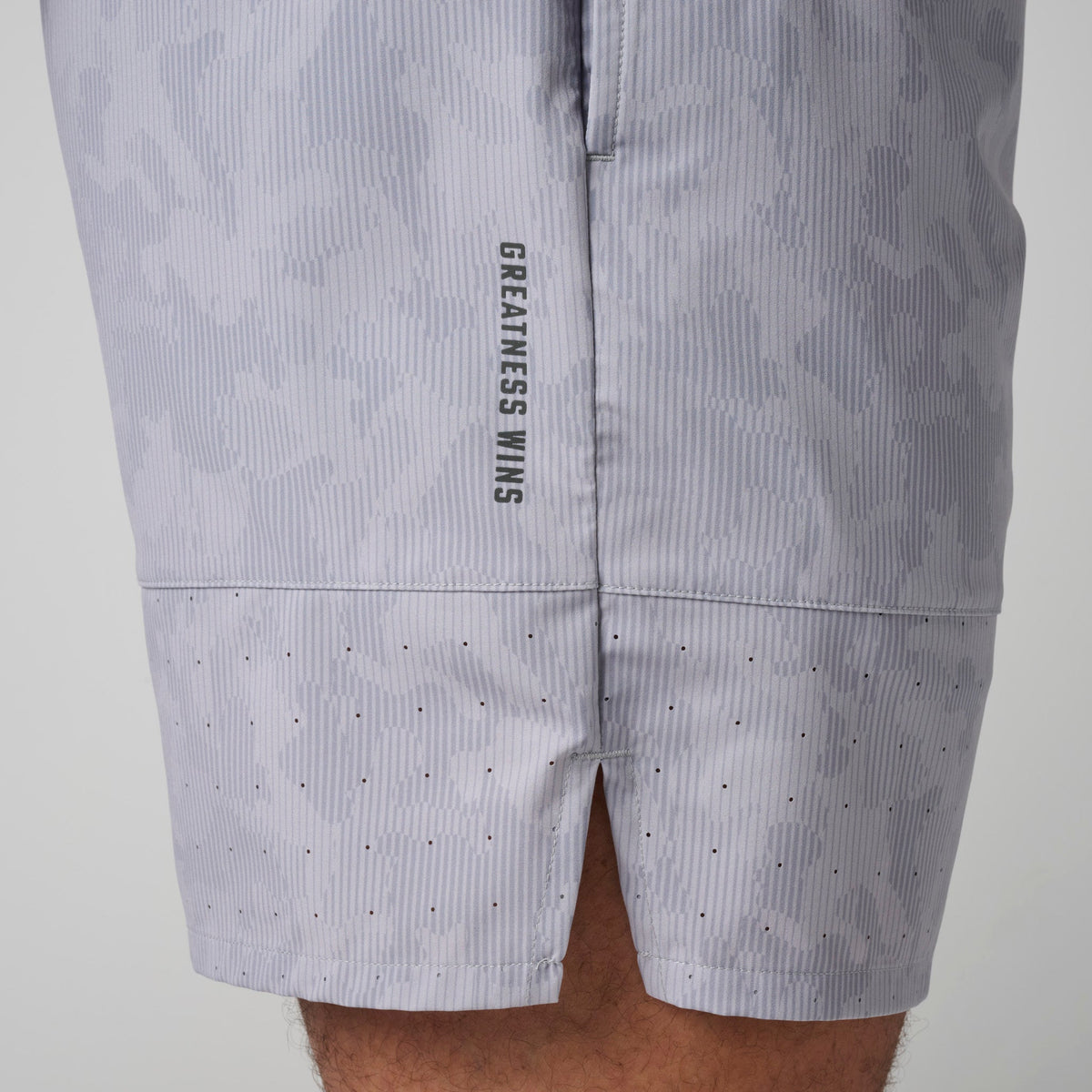 Greatness Wins Men's Performance Training Short | Ash Gray Camo