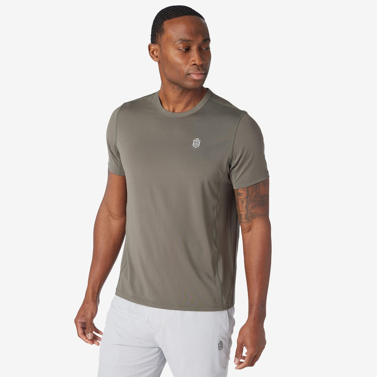 Greatness Wins Men's Performance Training Tee | Olive Gray