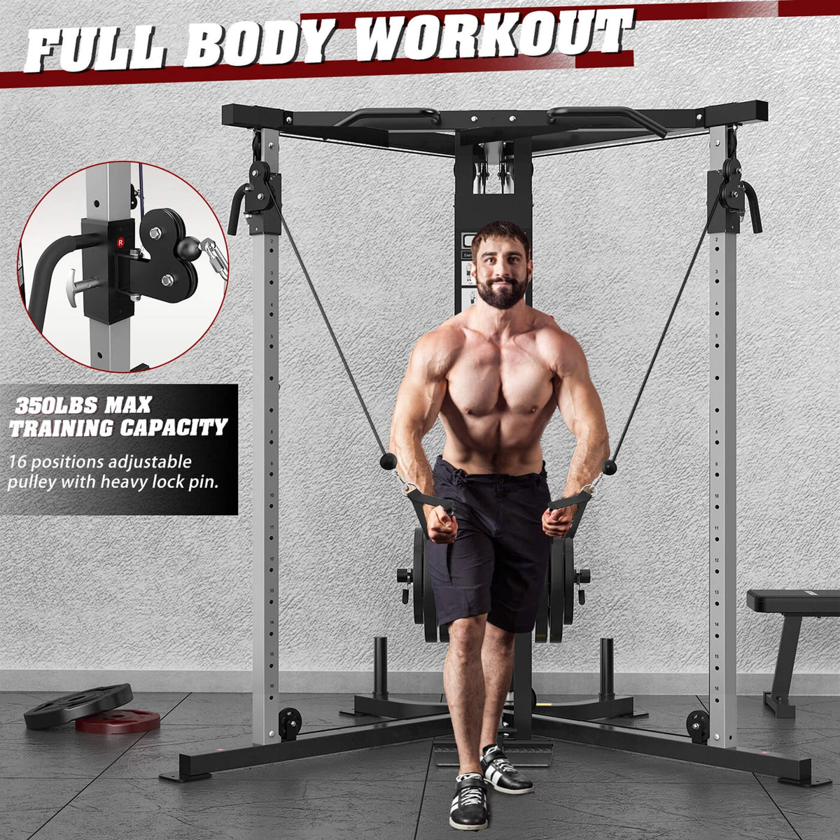 Premium Home Cable Crossover Full Body Workout Fly Machine, 350LBS (SAK06341)