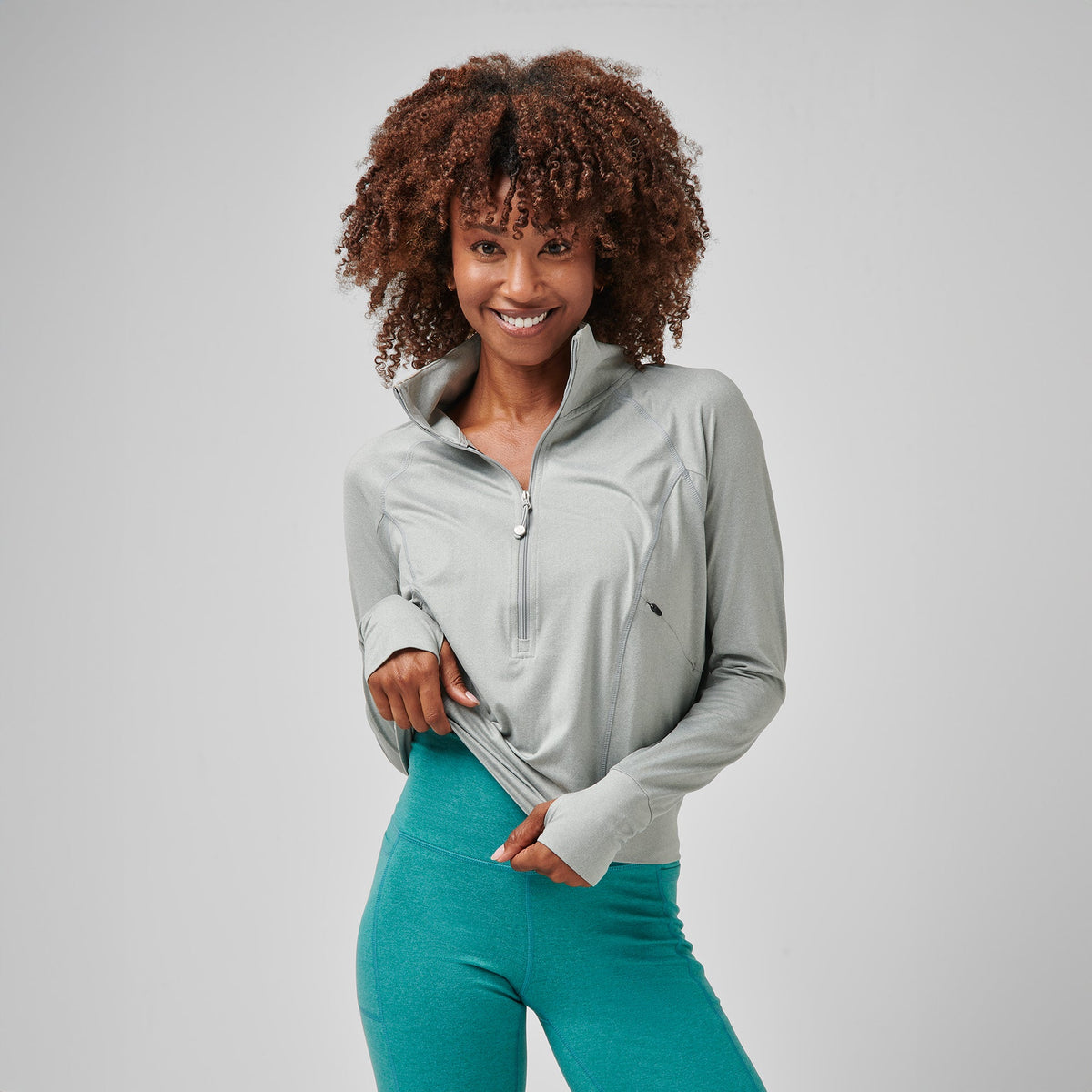 Greatness Wins Women's Slender Cozy Half Zip | Athletic Gray Heather