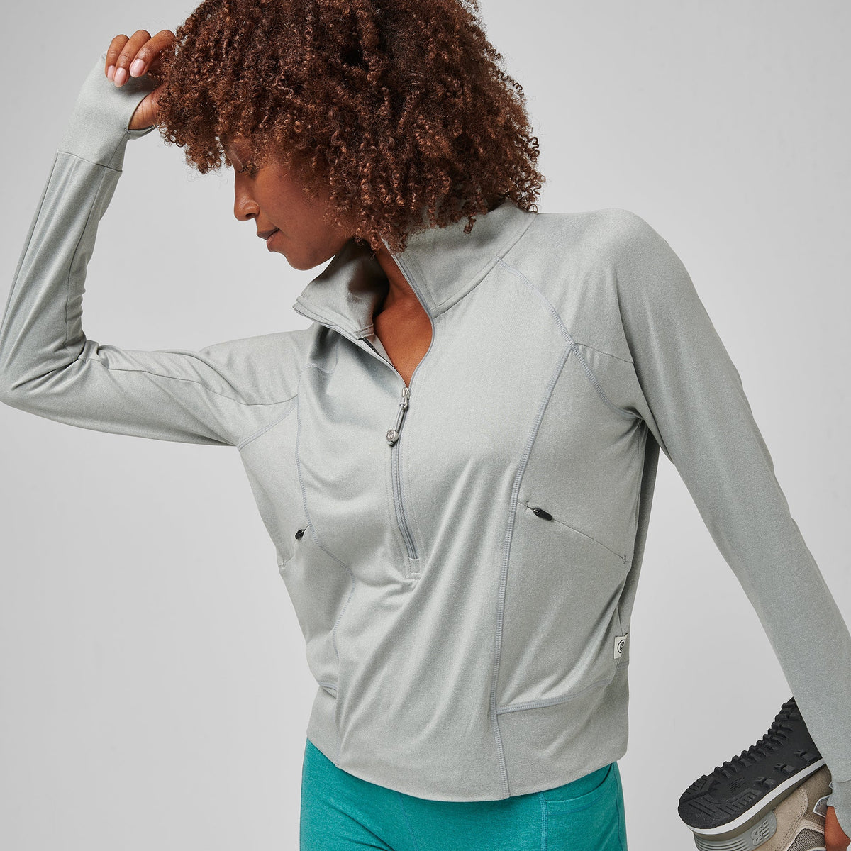 Greatness Wins Women's Slender Cozy Half Zip | Athletic Gray Heather