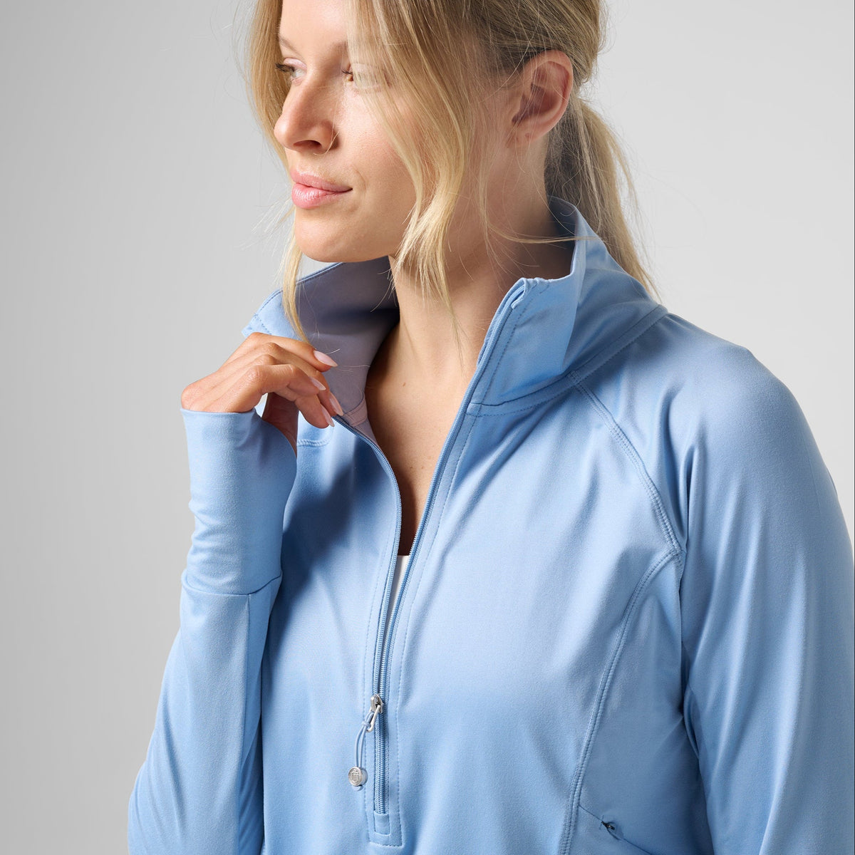 Greatness Wins Women's Slender Cozy Half Zip | Blue Silt