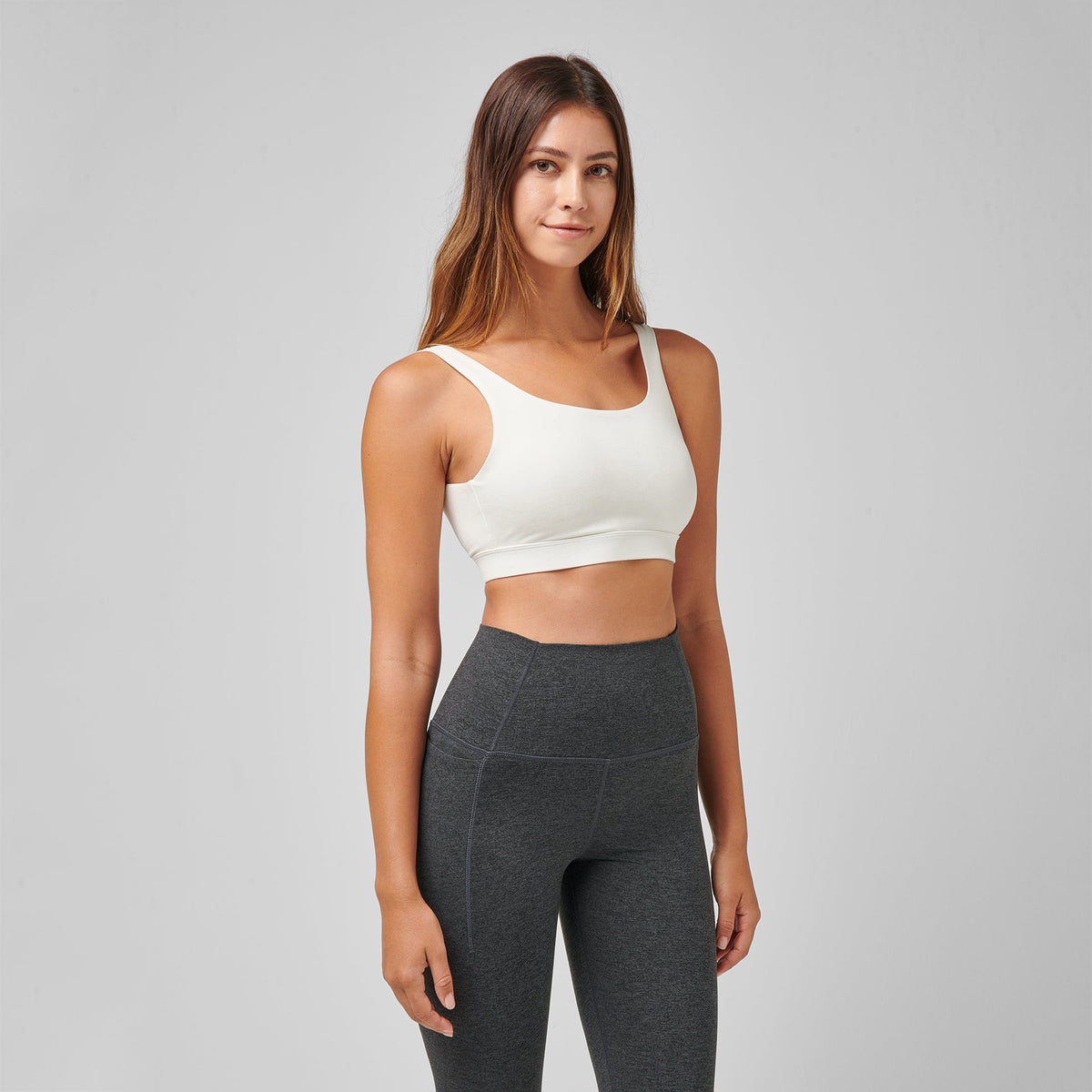 Greatness Wins Women's Square Neck Essential Bra | Soft White
