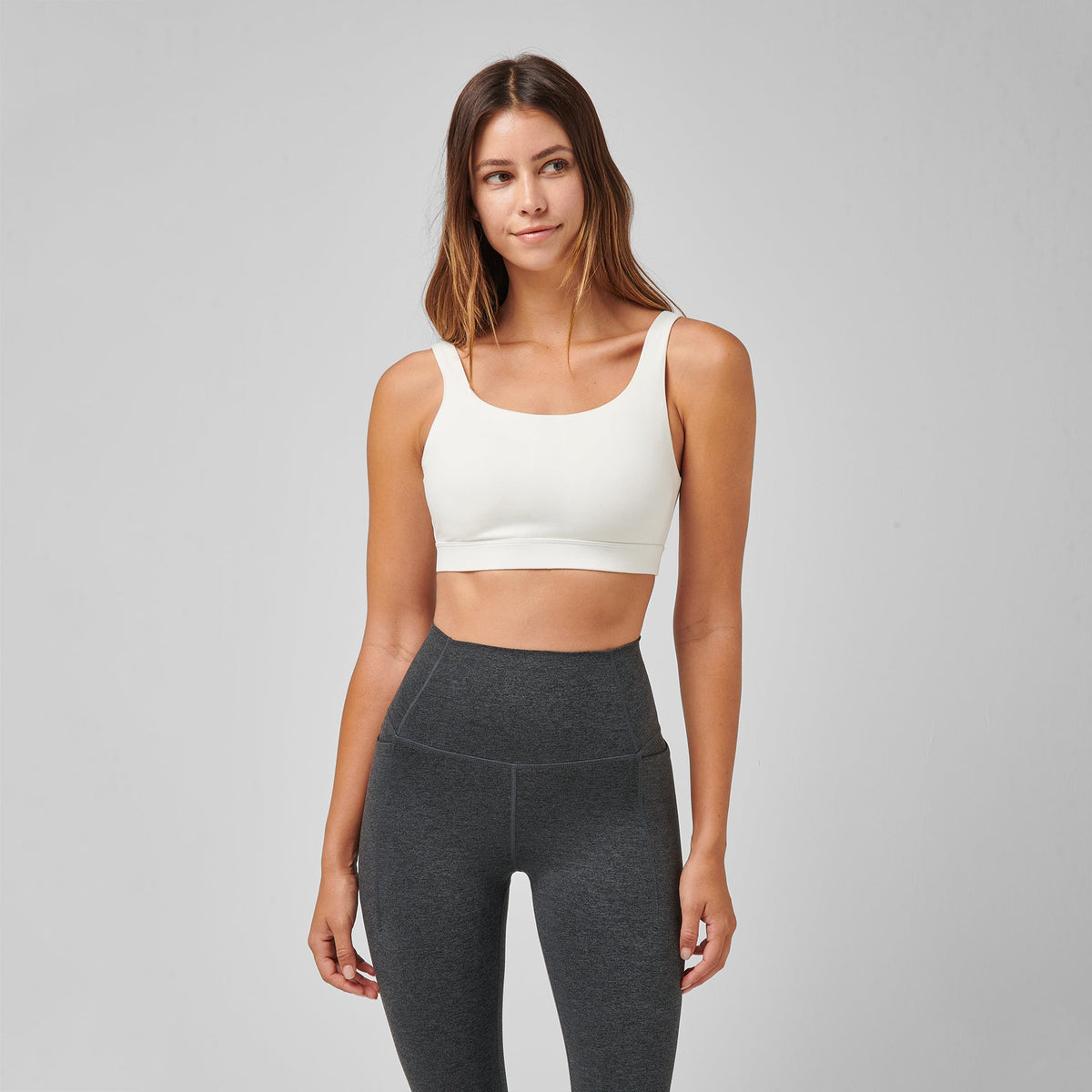 Greatness Wins Women's Square Neck Essential Bra | Soft White