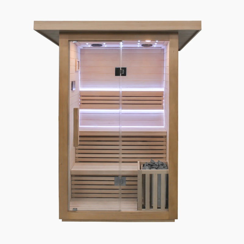 Revive 3-Person Traditional Sauna – Thermo-Treated Hemlock Wood, 3.5 kW Harvia Heater, Outdoor Ready