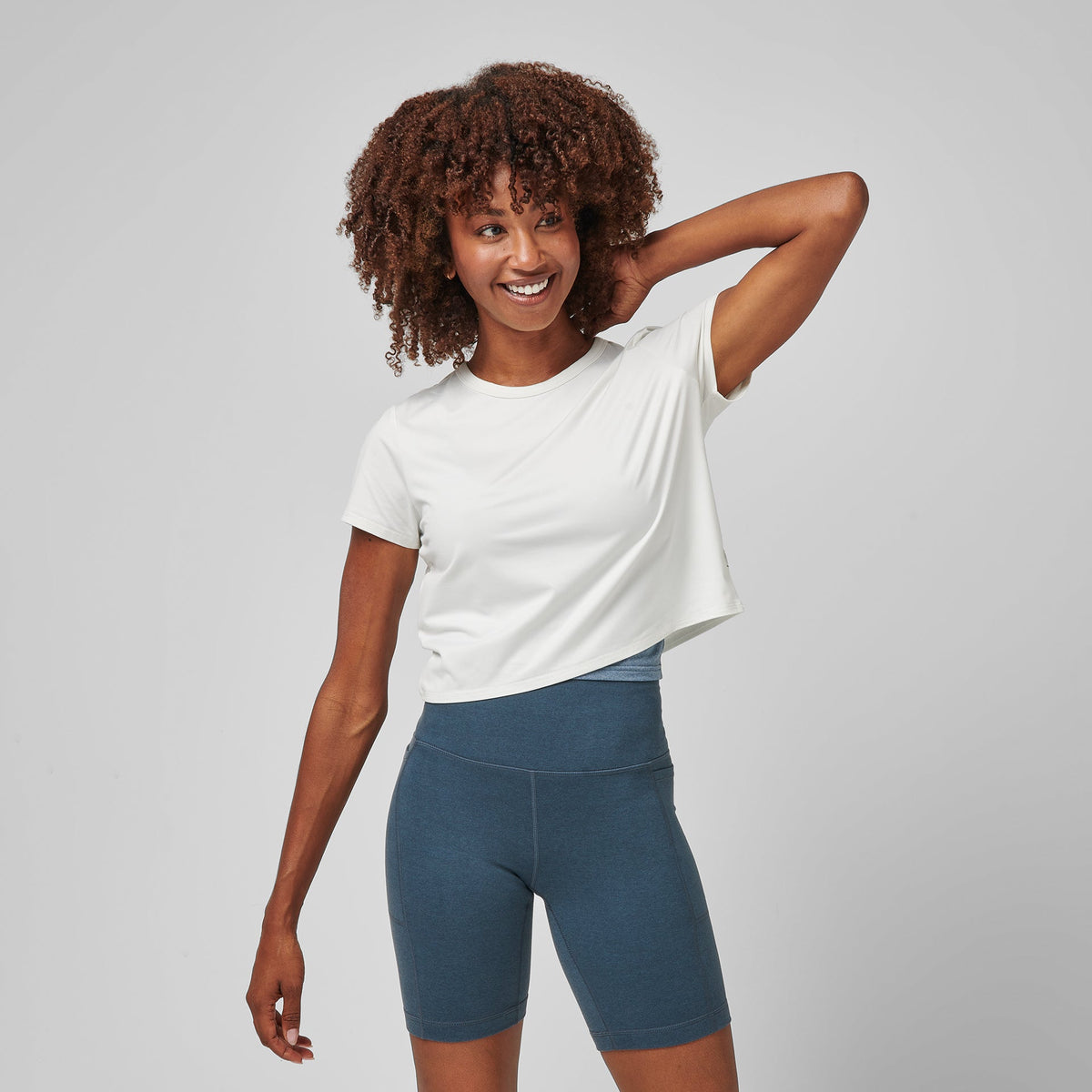 Greatness Wins Women's Core Tech Crop Tee | Soft White