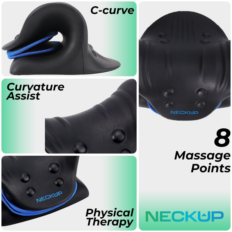 NECKUP Cervical Neck Stretcher - Adjustable Traction Device with Air Pump & 8 Massage Points for Neck Pain Relief