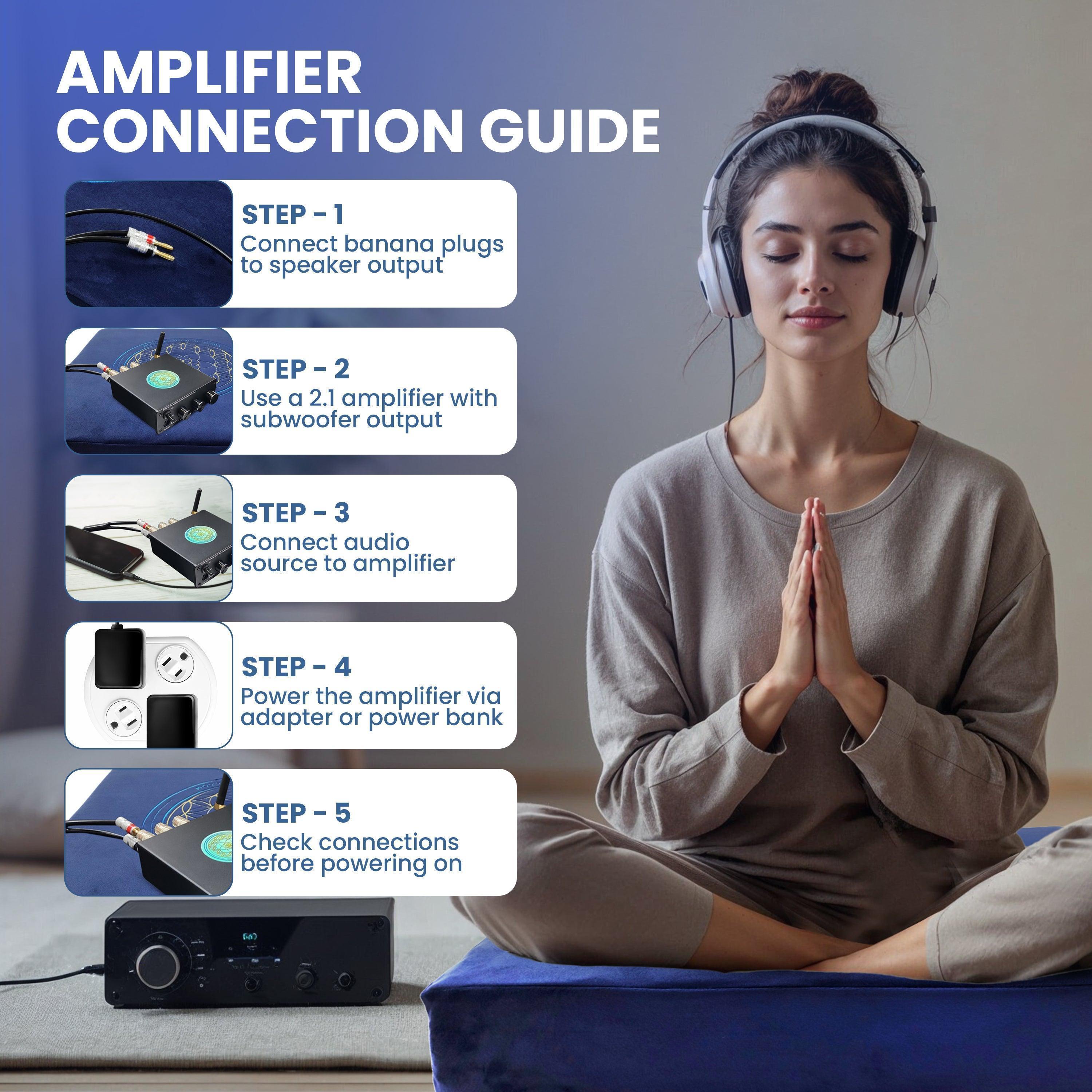 Vibroacoustic Zafu Meditation Cushion Bundle - Traditional Round Design with Dual Transducers & Amplifier