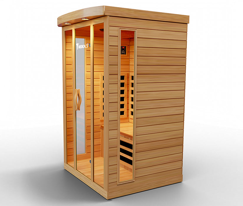 Medical Saunas – Medical 5 Three-Person Home Infrared Sauna, Hemlock Wood, 9 Heaters, 2200 W