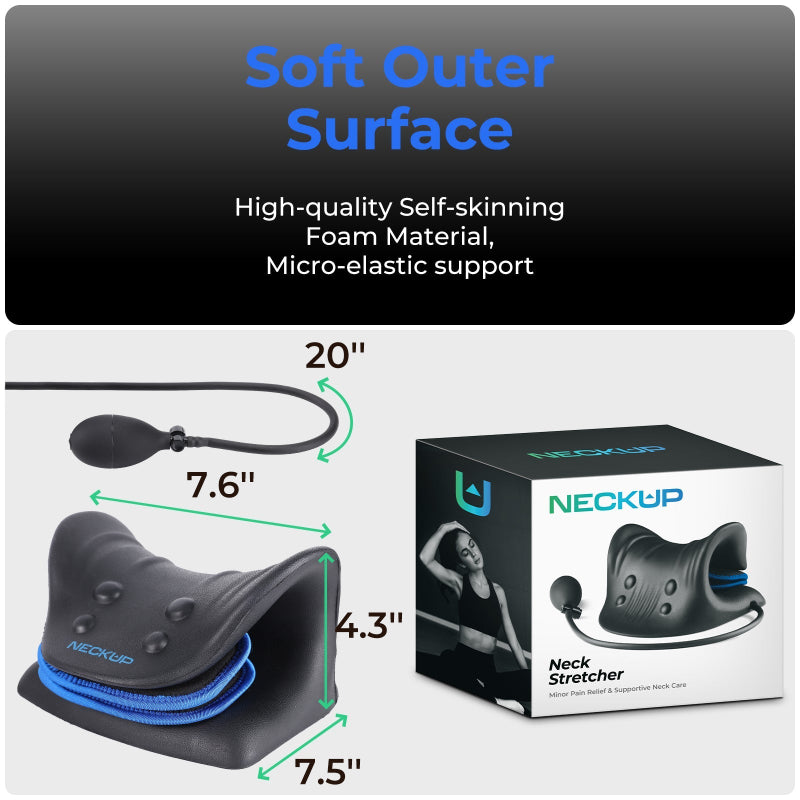 NECKUP Cervical Neck Stretcher - Adjustable Traction Device with Air Pump & 8 Massage Points for Neck Pain Relief