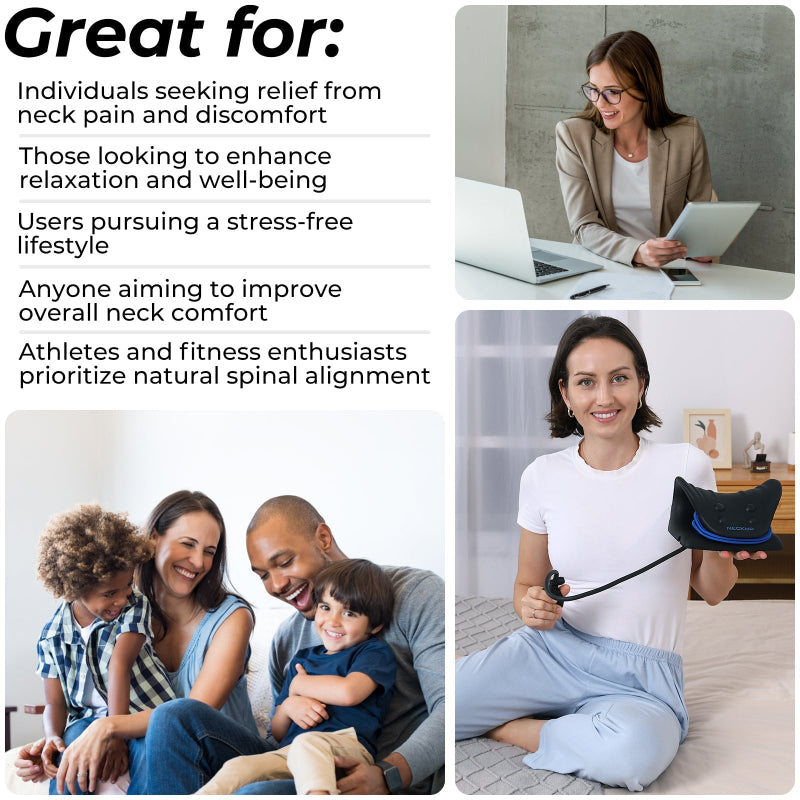 NECKUP Cervical Neck Stretcher - Adjustable Traction Device with Air Pump & 8 Massage Points for Neck Pain Relief