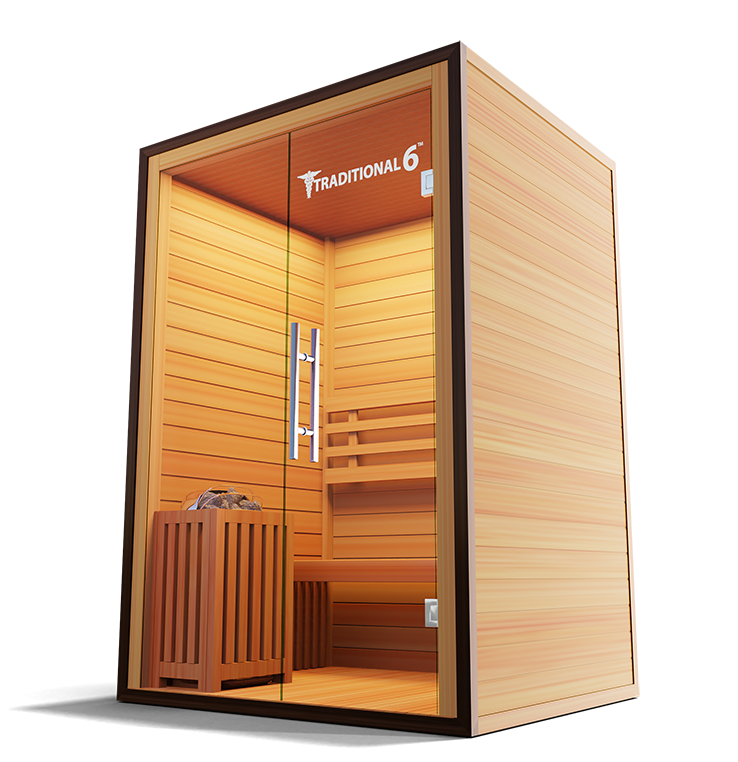 Medical Saunas – Traditional 6 Two-Person Home Steam Sauna, Hemlock Wood, 4.5 kW Heater