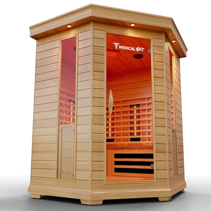 Medical Saunas – Medical 6 Plus Full Spectrum Infrared Sauna, Hemlock Wood, 6-Person Capacity, 12 Heaters, 2250 W