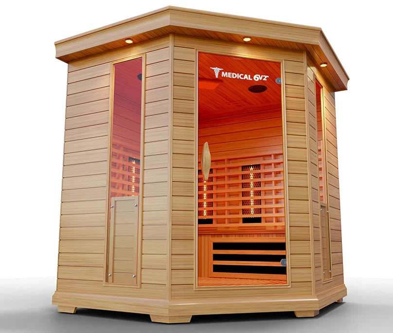 Medical Saunas – Medical 6 Plus Full Spectrum Infrared Sauna, Hemlock Wood, 6-Person Capacity, 12 Heaters, 2250 W