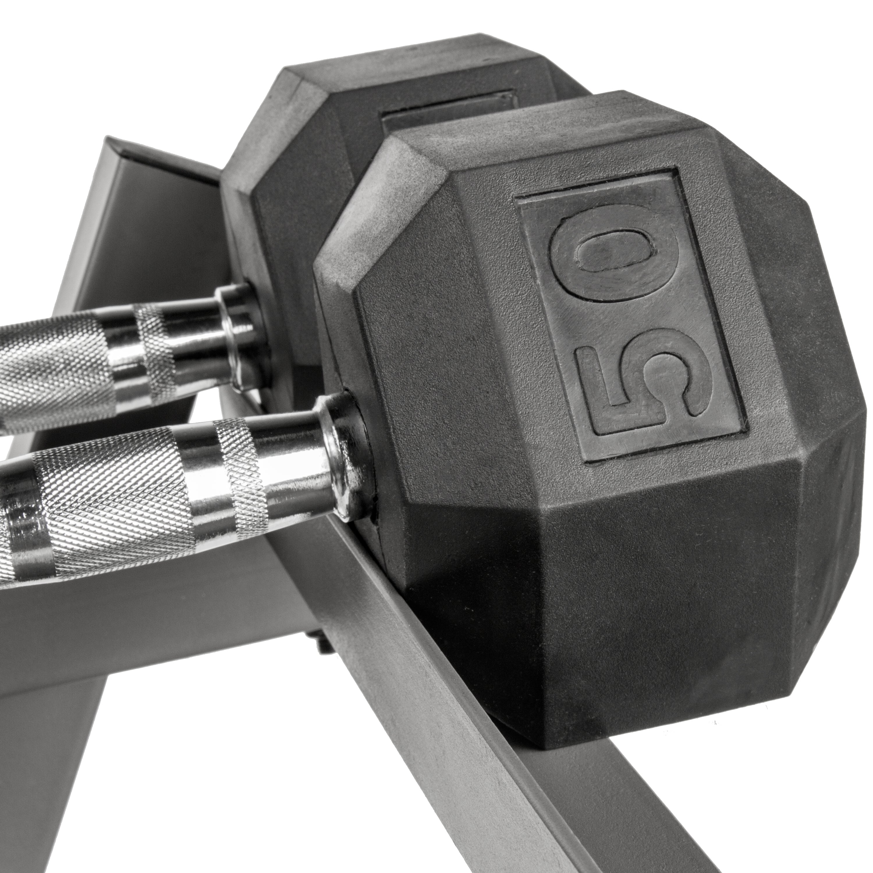 XMARK 5-50 lb Hex Dumbbell Set with Rack and Weight Bench