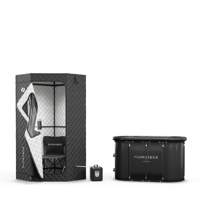 SaunaBox® Recovery Bundle XL – SmartSteam Sauna + PlungeBox XL Cold Plunge with ½ HP Chiller