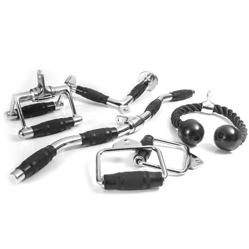 XMARK Cable Machine Attachments Set – Premium Chrome & Polyurethane Grip Collection