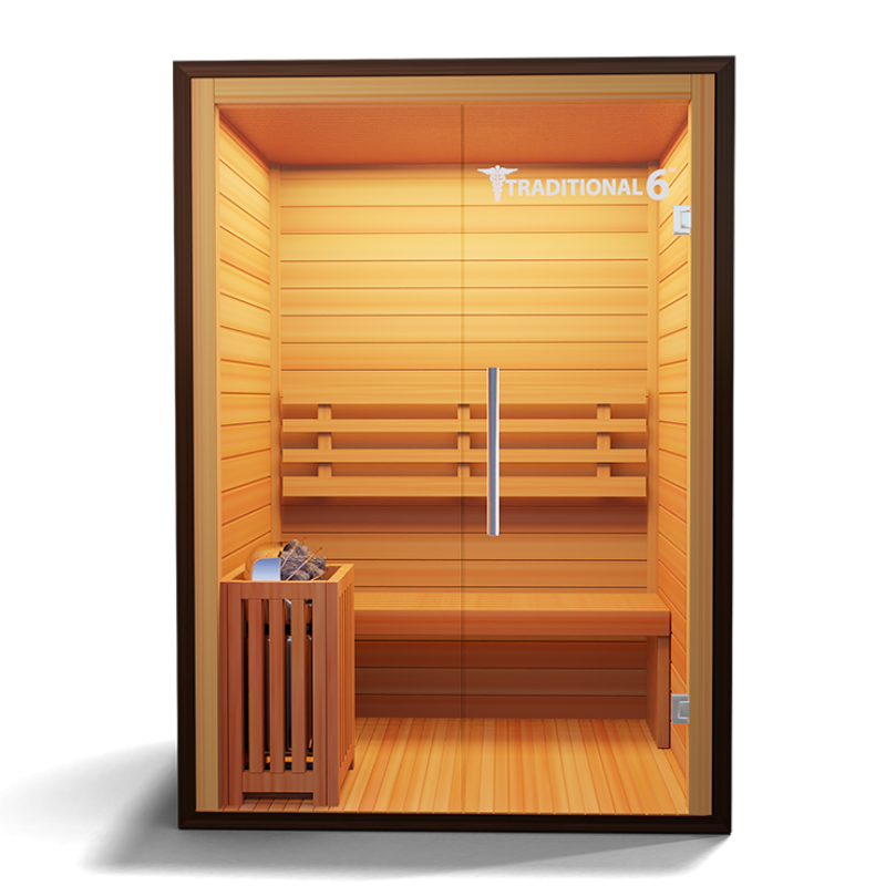 Medical Saunas – Traditional 6 Two-Person Home Steam Sauna, Hemlock Wood, 4.5 kW Heater