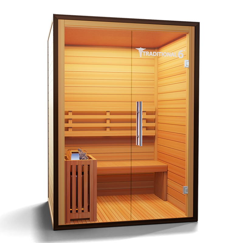 Medical Saunas – Traditional 6 Two-Person Home Steam Sauna, Hemlock Wood, 4.5 kW Heater