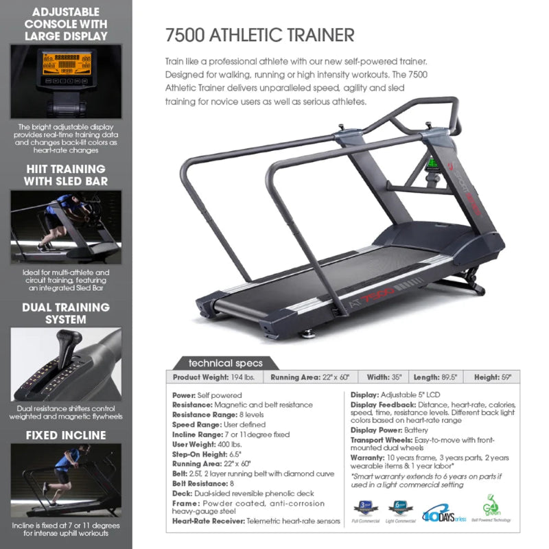 Sport Series Athletic Trainer Treadmill | Self-Powered | Dual Resistance | HIIT & Sled Training | 7°/11° Incline