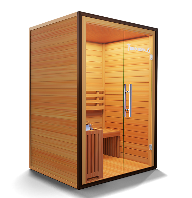 Medical Saunas – Traditional 6 Two-Person Home Steam Sauna, Hemlock Wood, 4.5 kW Heater