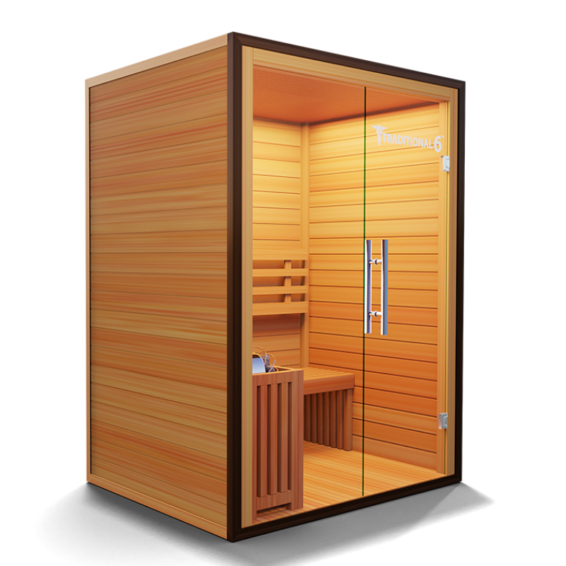 Medical Saunas – Traditional 6 Two-Person Home Steam Sauna, Hemlock Wood, 4.5 kW Heater