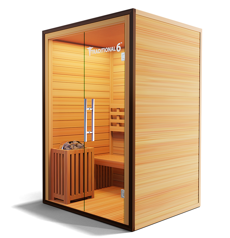 Medical Saunas – Traditional 6 Two-Person Home Steam Sauna, Hemlock Wood, 4.5 kW Heater