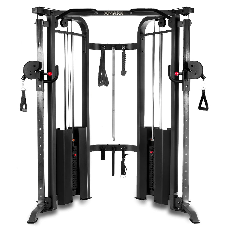 XMARK Functional Trainer Cable Machine with Dual 200 lb Weight Stacks