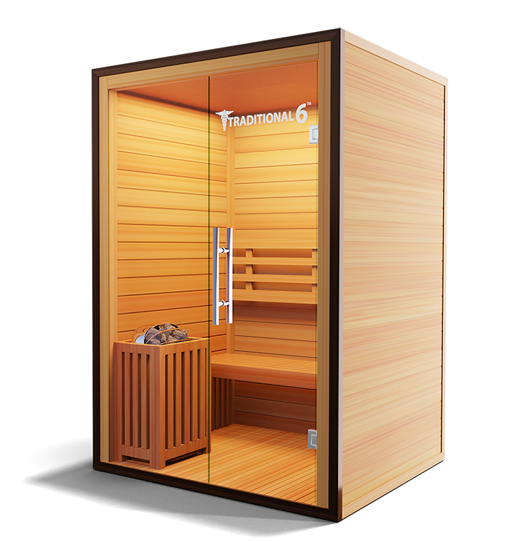 Medical Saunas – Traditional 6 Two-Person Home Steam Sauna, Hemlock Wood, 4.5 kW Heater