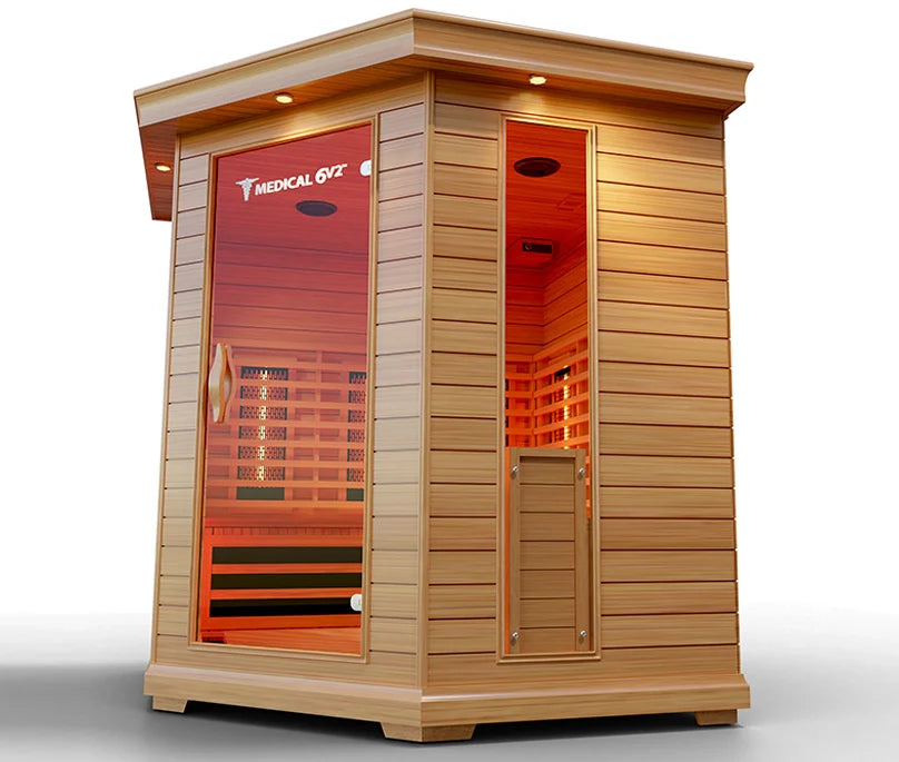 Medical Saunas – Medical 6 Plus Full Spectrum Infrared Sauna, Hemlock Wood, 6-Person Capacity, 12 Heaters, 2250 W