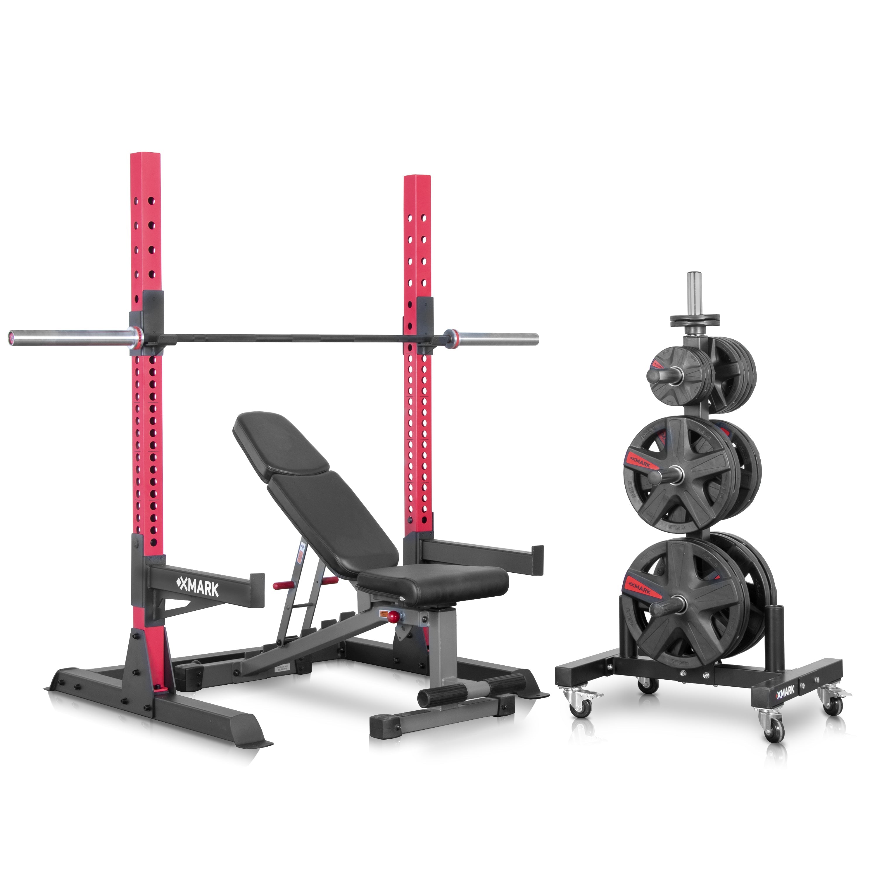 XMARK Squat Rack Home Gym Package with Bench & Weights
