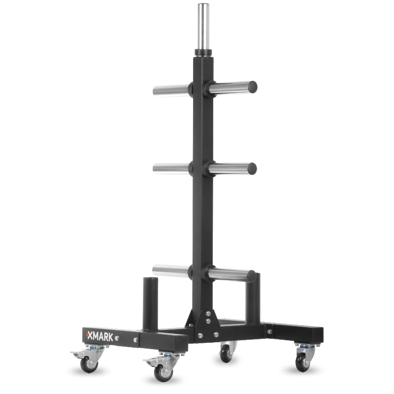 XMARK Commercial Olympic Weight Plate Tree w/ Casters & Dual Bar Holders