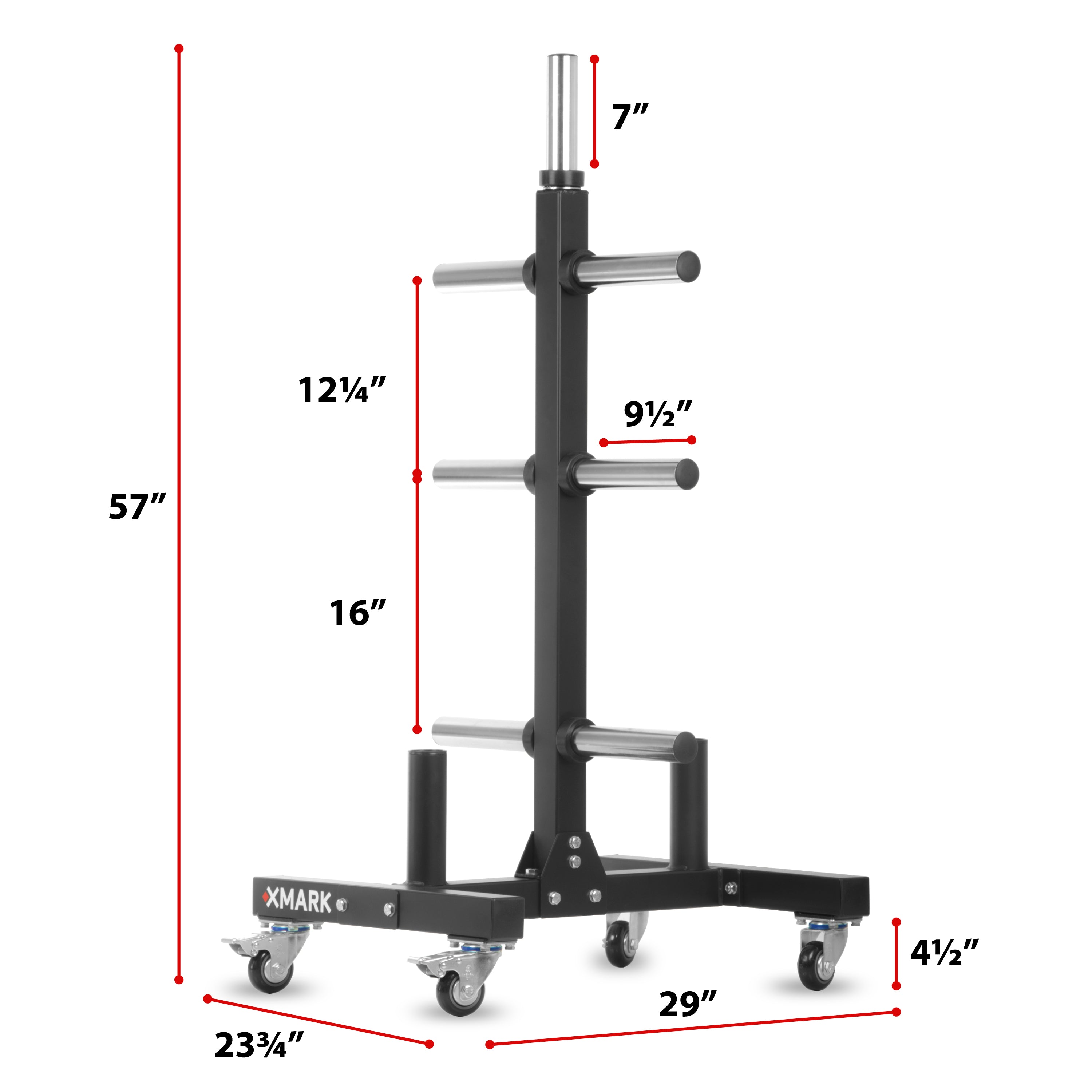 XMARK Commercial Olympic Weight Plate Tree on Castors with Dual Bar Holders
