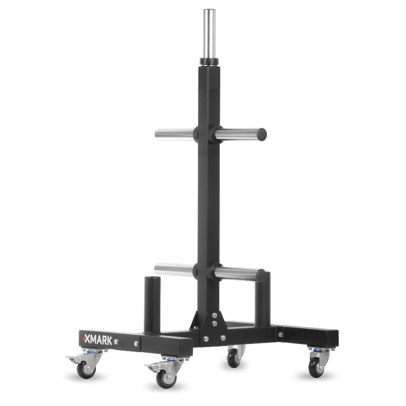 XMARK Commercial Bumper Plate Tree on Casters with Dual Bar Holders