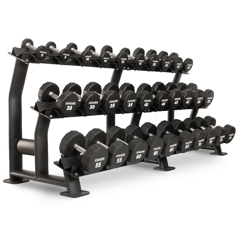 XMARK 12-Sided Commercial Urethane Dumbbell Sets – 5–50 lb & 5–75 lb Options