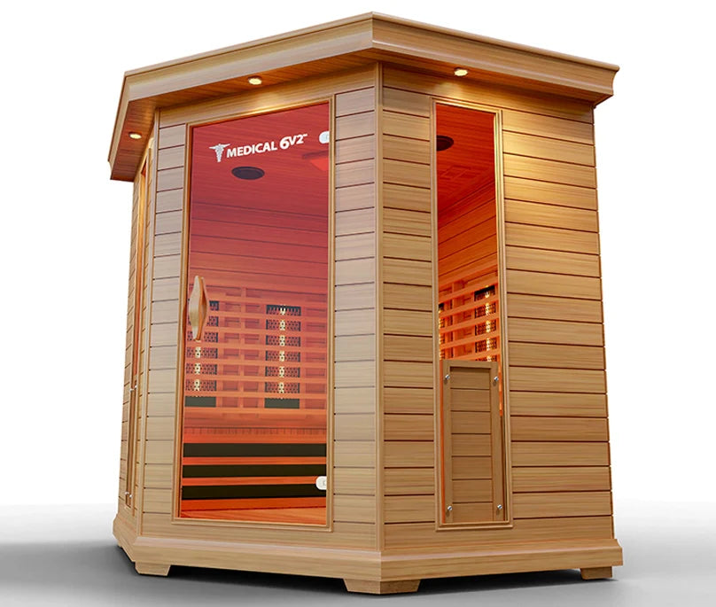 Medical Saunas – Medical 6 Plus Full Spectrum Infrared Sauna, Hemlock Wood, 6-Person Capacity, 12 Heaters, 2250 W
