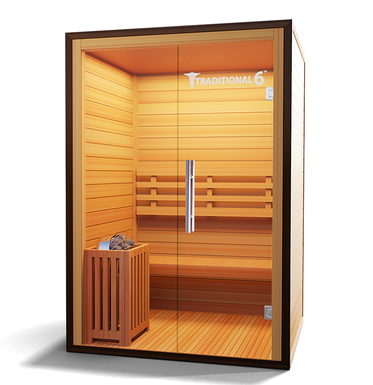 Medical Saunas – Traditional 6 Two-Person Home Steam Sauna, Hemlock Wood, 4.5 kW Heater