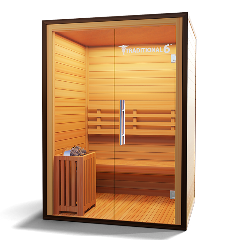 Medical Saunas – Traditional 6 Two-Person Home Steam Sauna, Hemlock Wood, 4.5 kW Heater