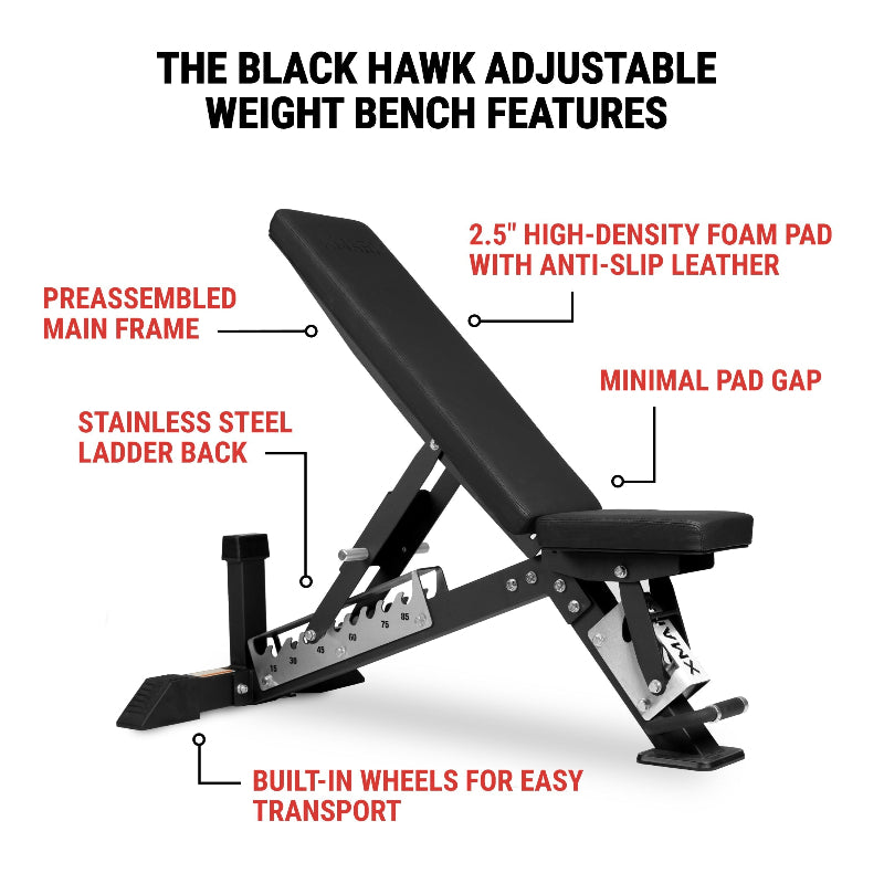 XMARK Black Hawk Commercial Adjustable Weight Bench (Pre-Assembled)