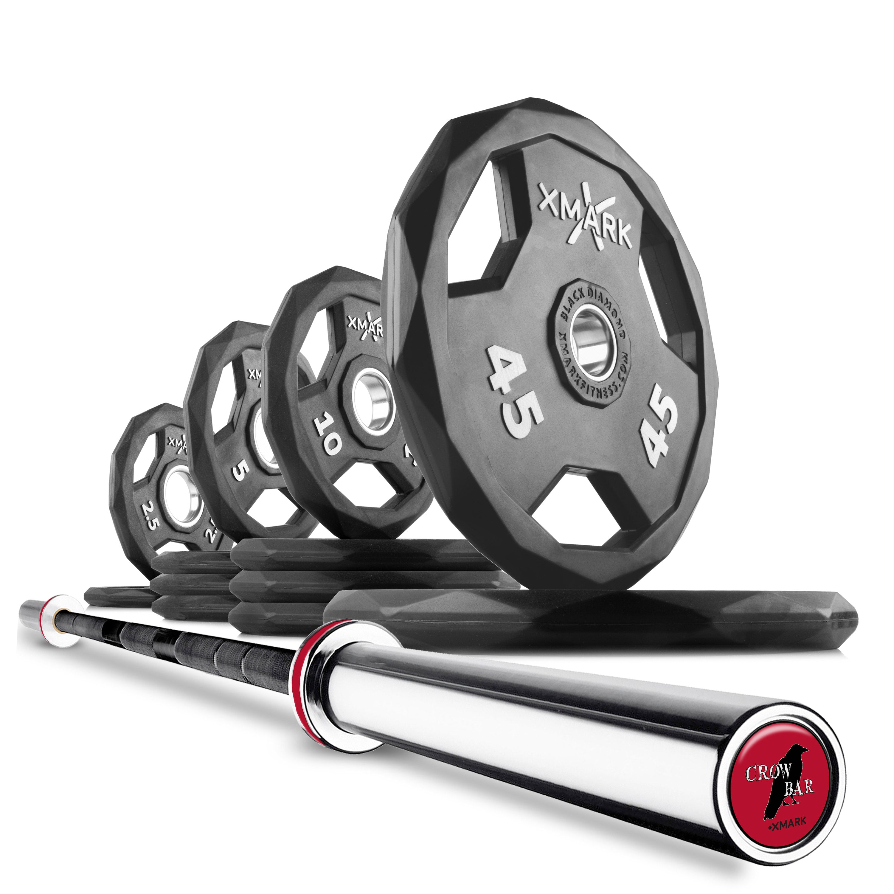 XMARK - Black Diamond Olympic Weight Plates and Olympic Barbell Sets